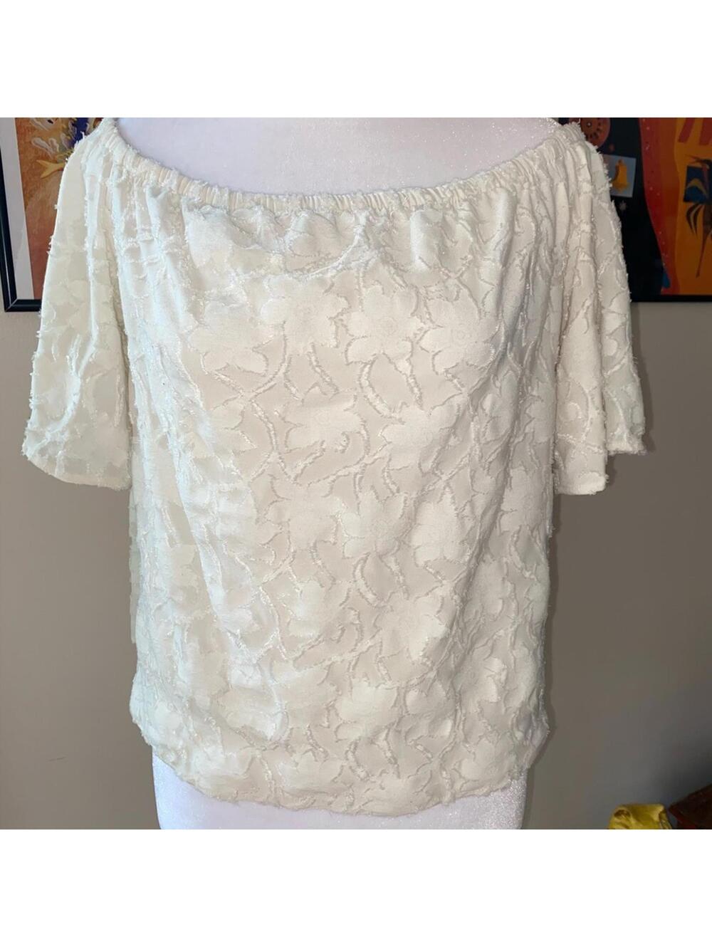 Banana Republic Off-Shoulder Cream Lace Top